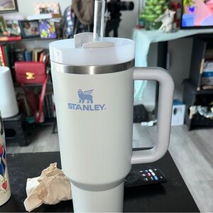 Stanley White and Silver Travel Mug with Handle